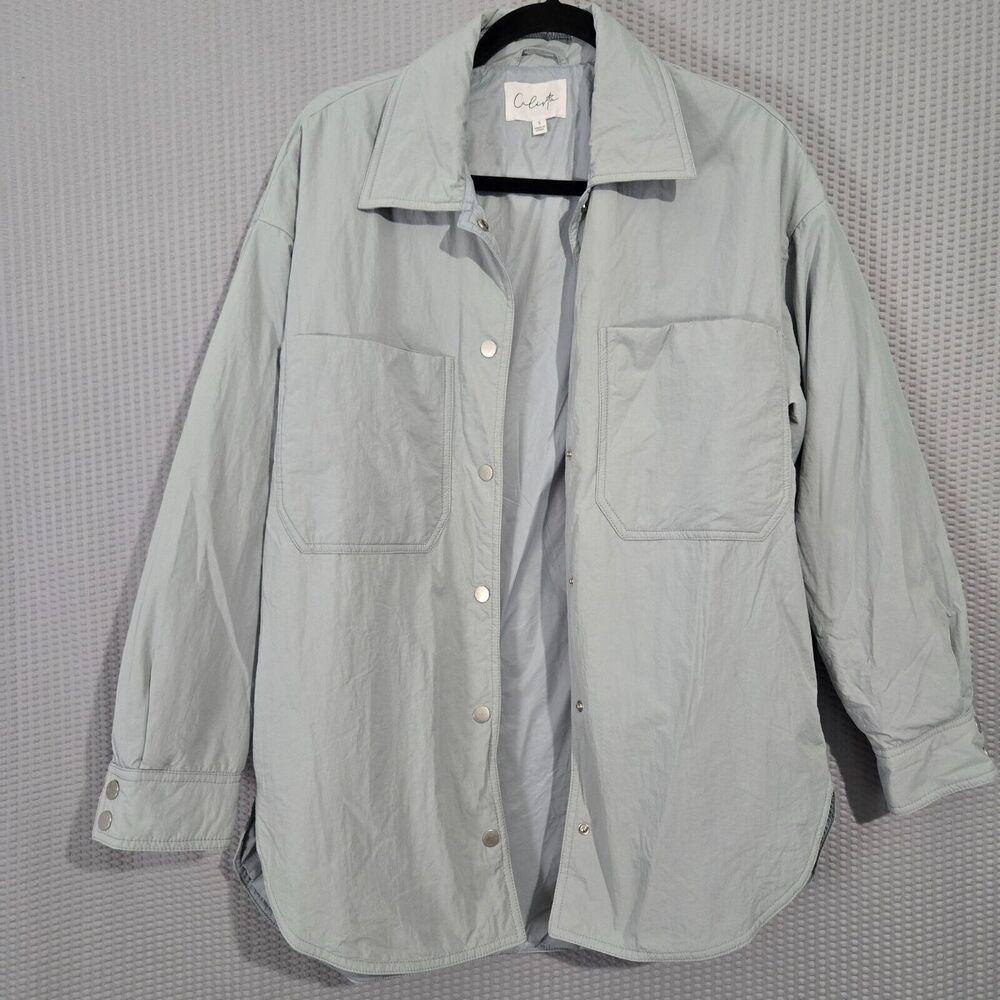 Calista Womens‎ Light Gray Button-Up Shacket Size S Neutral Essential Outdoors